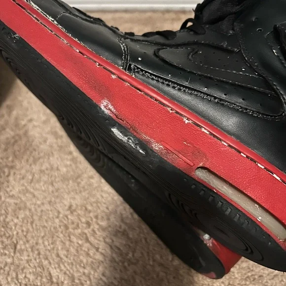 NIKE Air Force 1 - Black and Red High-Top Sneakers - Picture 7 of 10